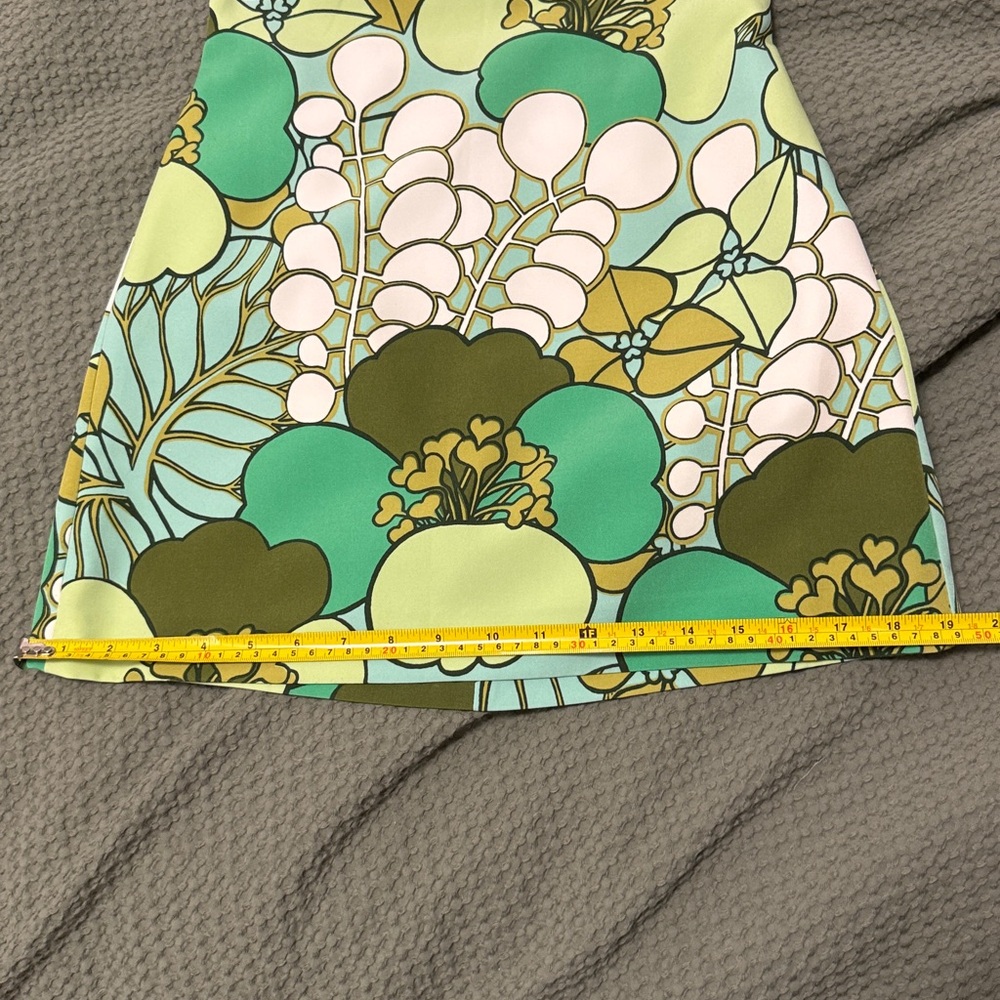 ZARA Floral Green Sleeveless Dress with Matching Scrunchie - Picture 8 of 8